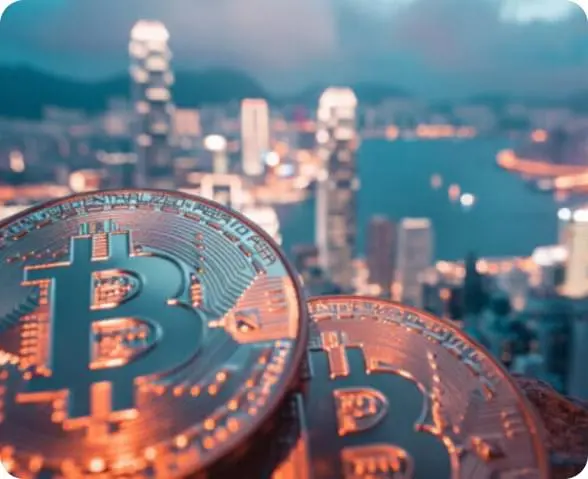 Bitcoin coins city skyline Immediate Profit bitcoin